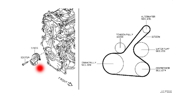 11955-1KC0A 119551KC0A Auto Belt Tensioner For NISSAN JUKE F15 1.6 DIG-T